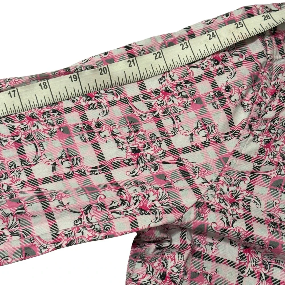 Robert Graham Vine Pink Plaid Floral Flip Cuff Long Sleeve Classic Fit Men Shirt